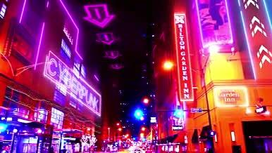 原创赛博朋克城市街道夜景视频特效AE模板视频的预览图